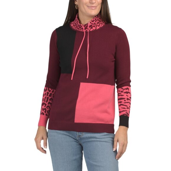 EDINBURGH KNITS Damson Pima Cotton Animal Block Sweater - Picture 1 of 2